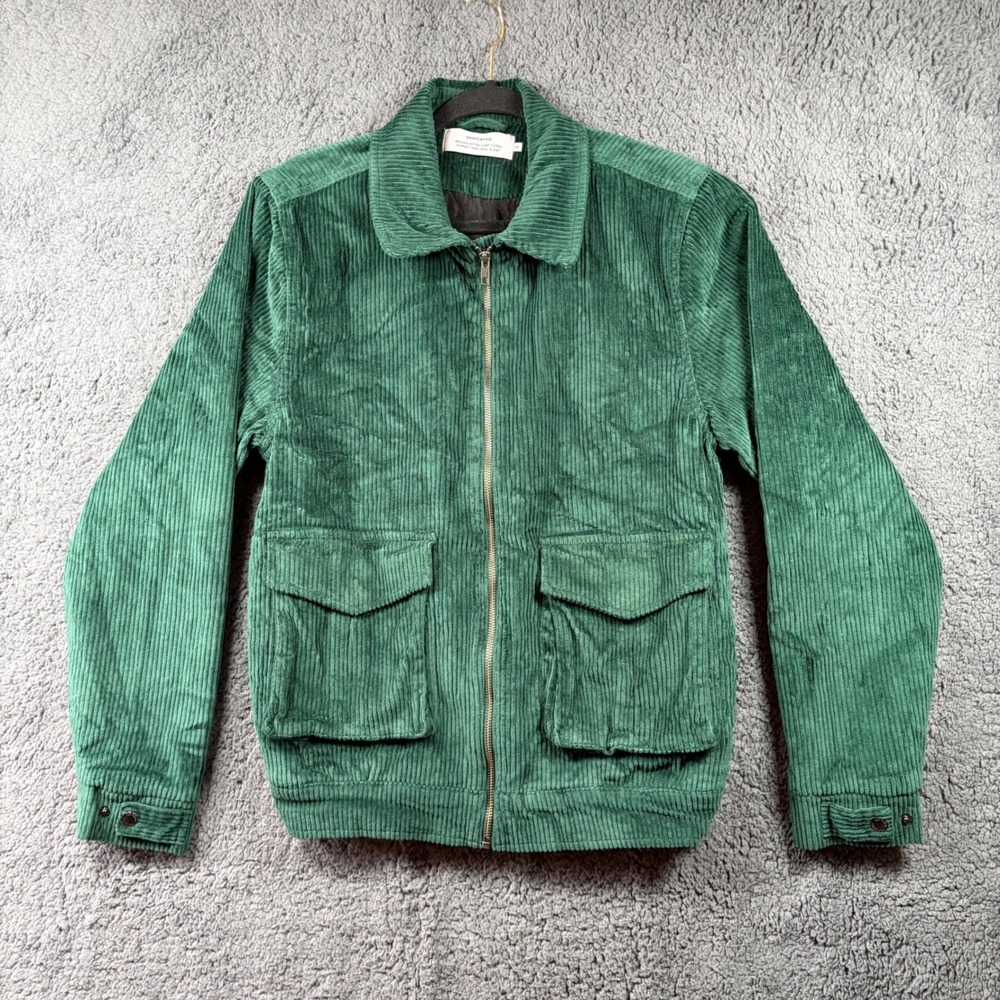 Dedicated Vallentuna Corduroy Zip Up Jacket Emerald Green Men's M Organic Cotton